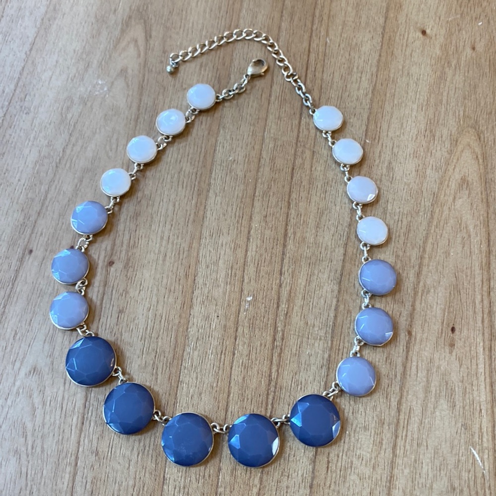 Gold necklace with gray and pink stones. Perfect statement piece!